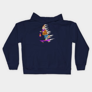 Grandma on the skateboard Kids Hoodie